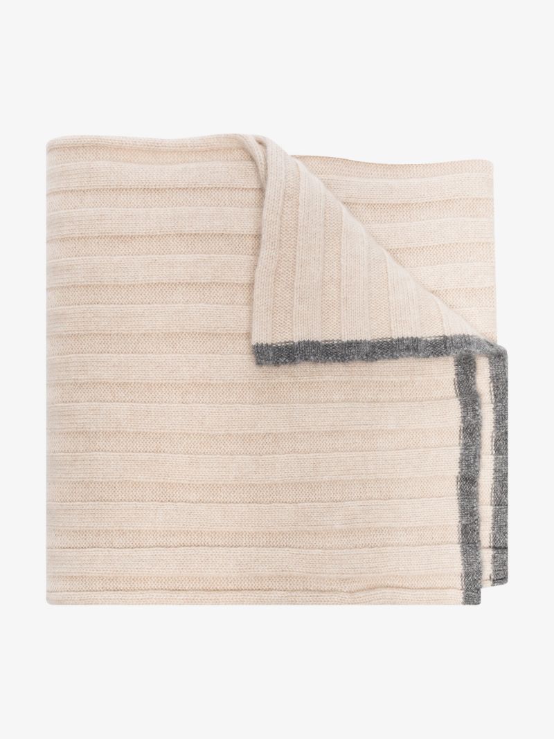 Neutral Ribbed Cashmere Scarf