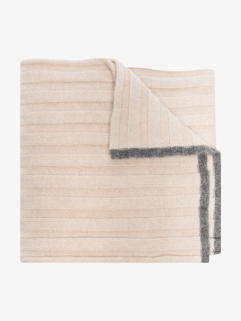 Neutral Ribbed Cashmere Scarf