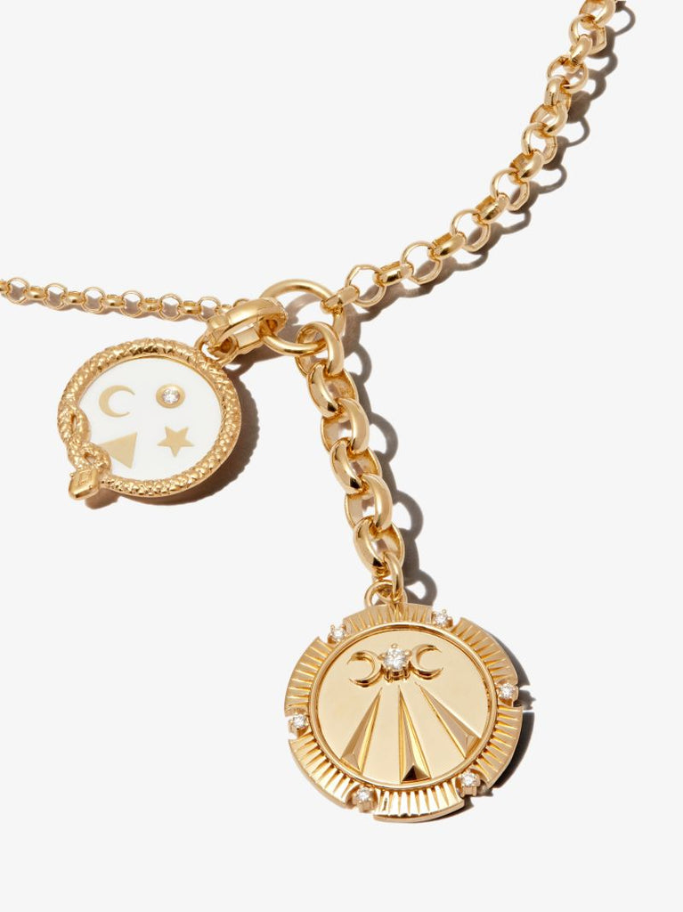 18k Yellow Gold Mind Body Soul Wholeness Heavy Belcher Chain Diamond Necklace