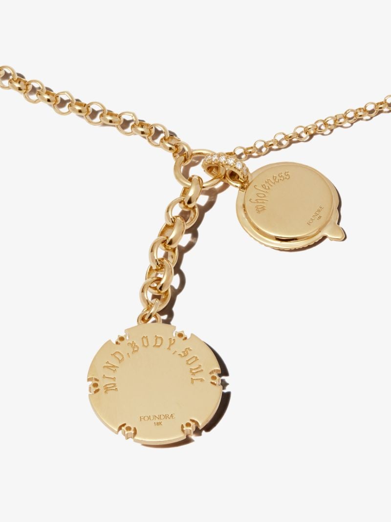 18k Yellow Gold Mind Body Soul Wholeness Heavy Belcher Chain Diamond Necklace