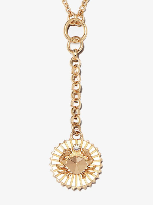 18k Yellow Gold Cancer Baby Medallion Diamond Necklace