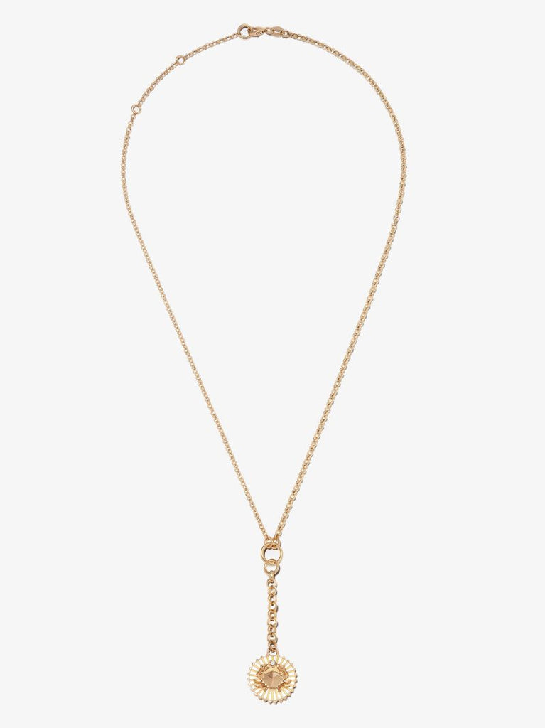18k Yellow Gold Cancer Baby Medallion Diamond Necklace