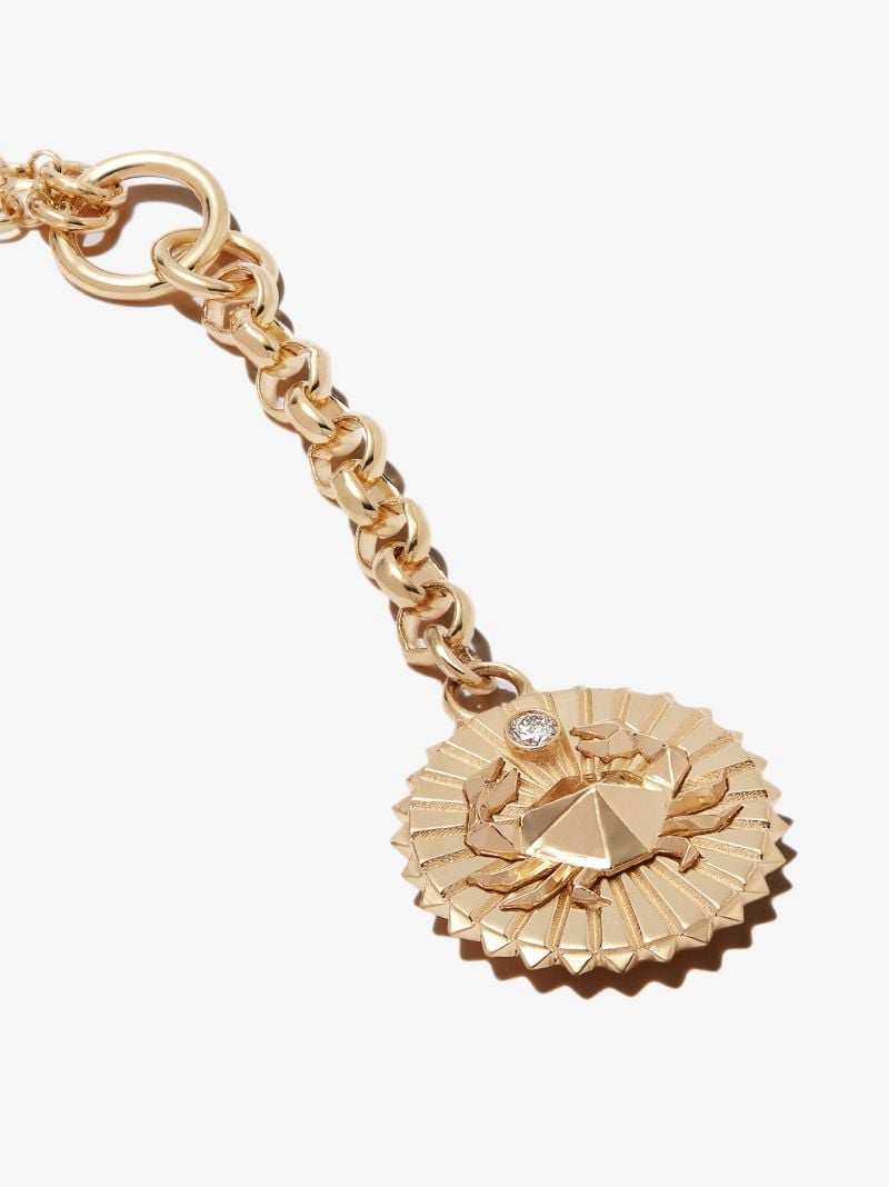 18k Yellow Gold Cancer Baby Medallion Diamond Necklace