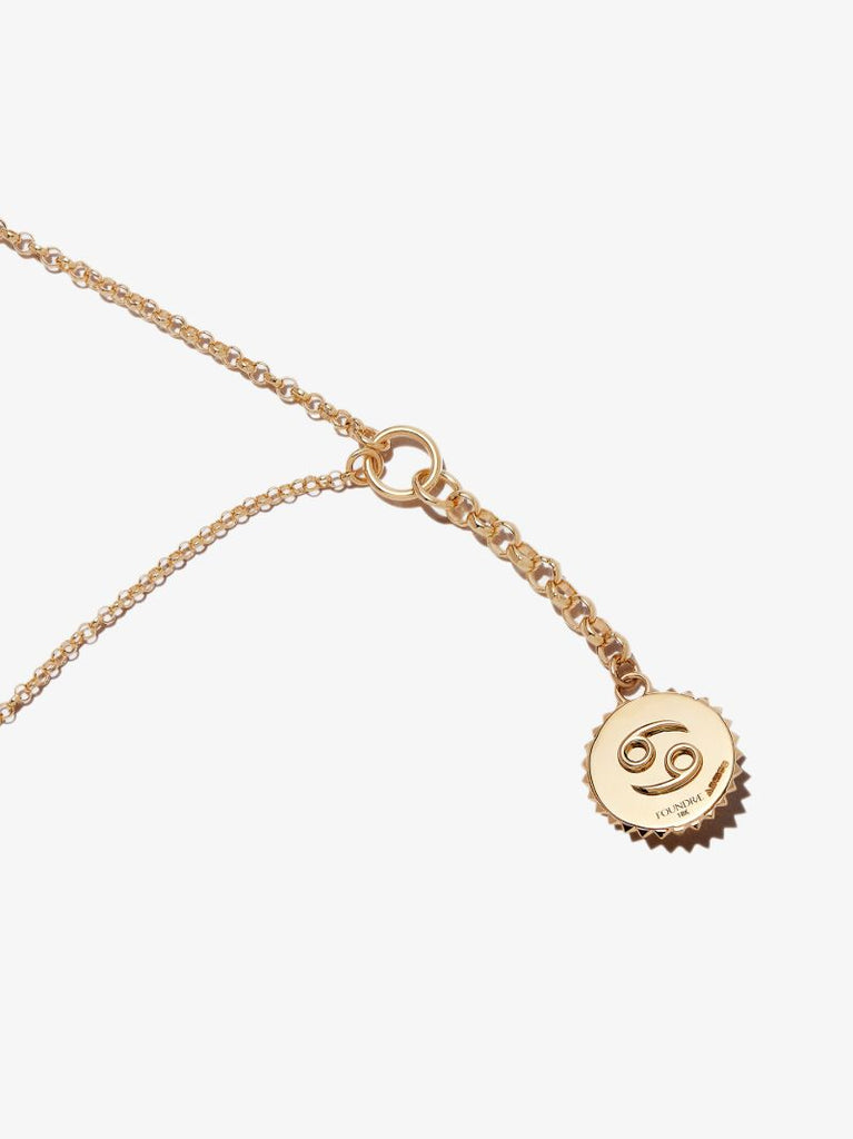 18k Yellow Gold Cancer Baby Medallion Diamond Necklace