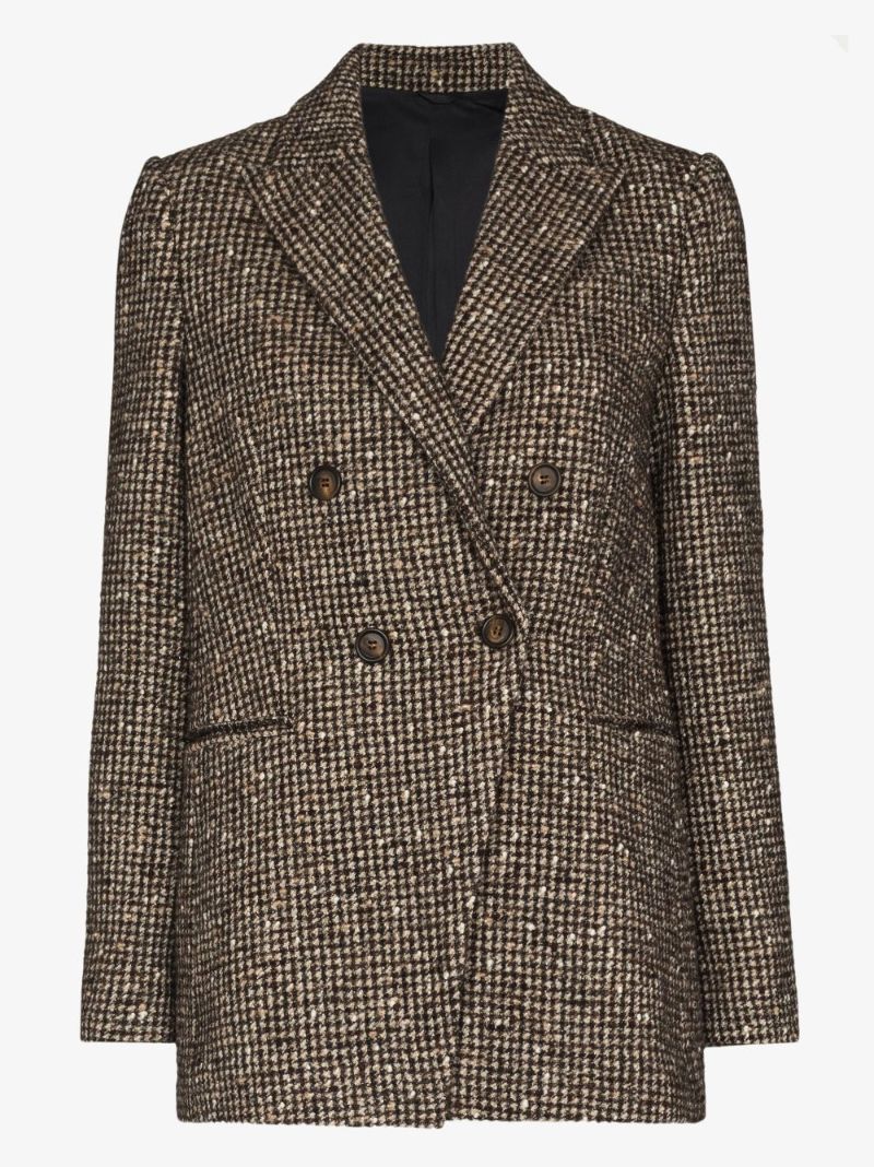 Checked Double-breasted Blazer