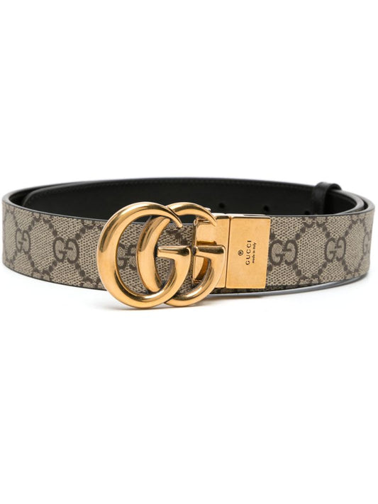 Black and Beige Gg Marmont Reversible Belt
