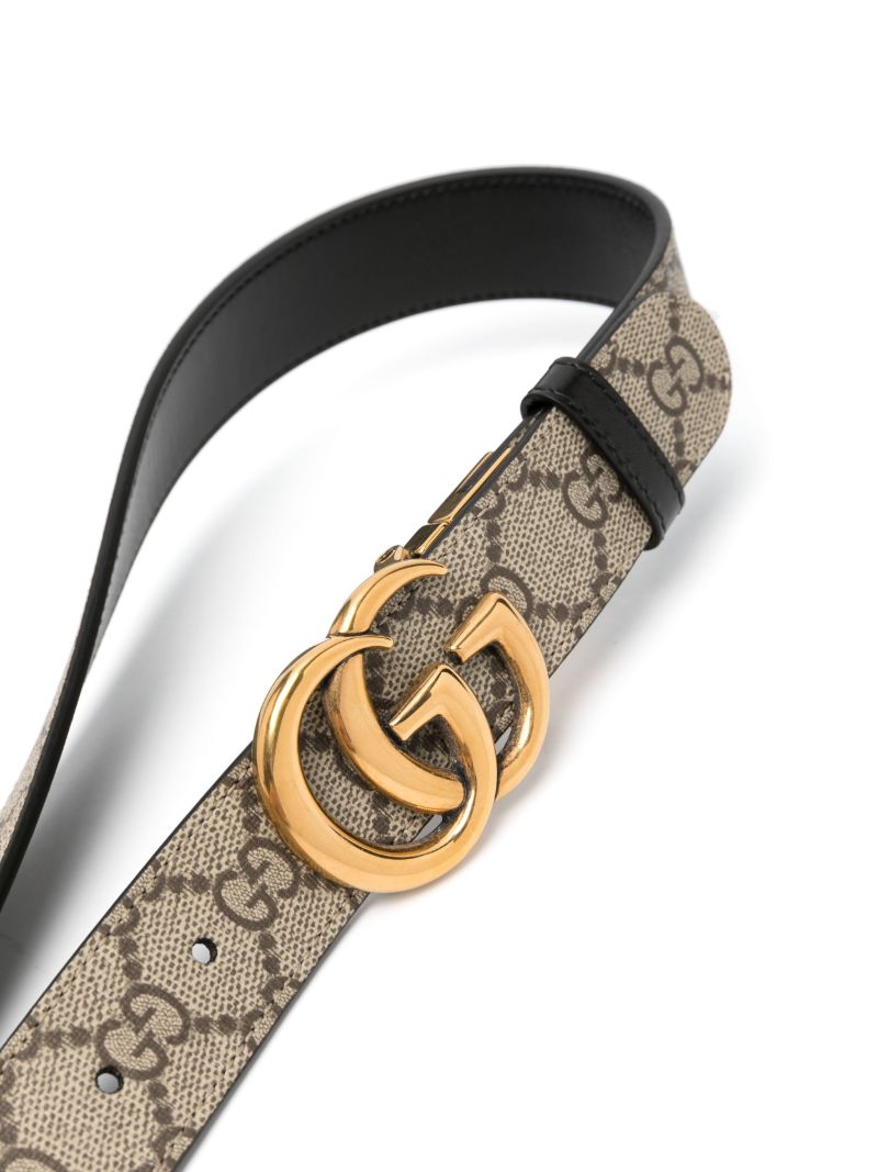 Black and Beige Gg Marmont Reversible Belt