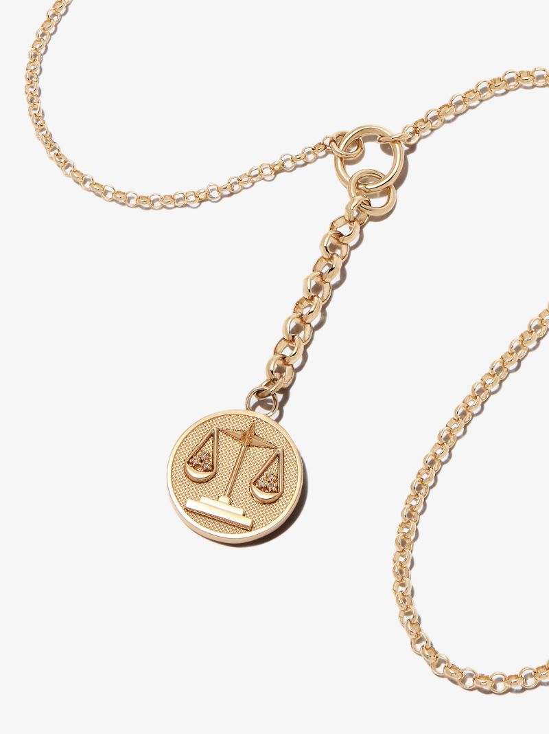18k Yellow Gold Libra Baby Medallion Diamond Necklace