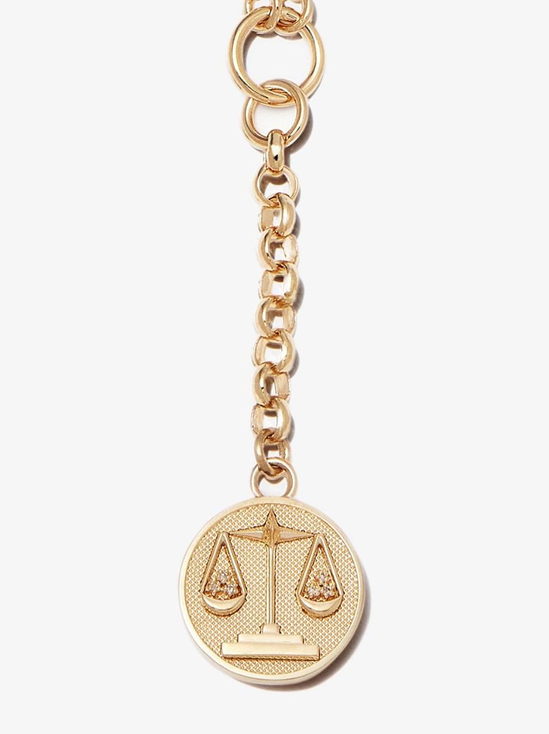 18k Yellow Gold Libra Baby Medallion Diamond Necklace