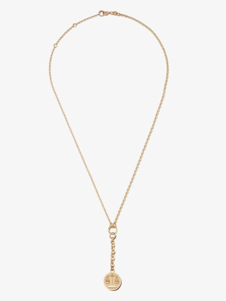 18k Yellow Gold Libra Baby Medallion Diamond Necklace