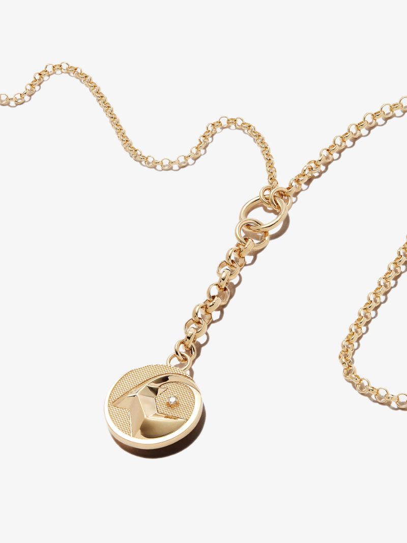 18k Yellow Gold Capricorn Baby Medallion Diamond Necklace