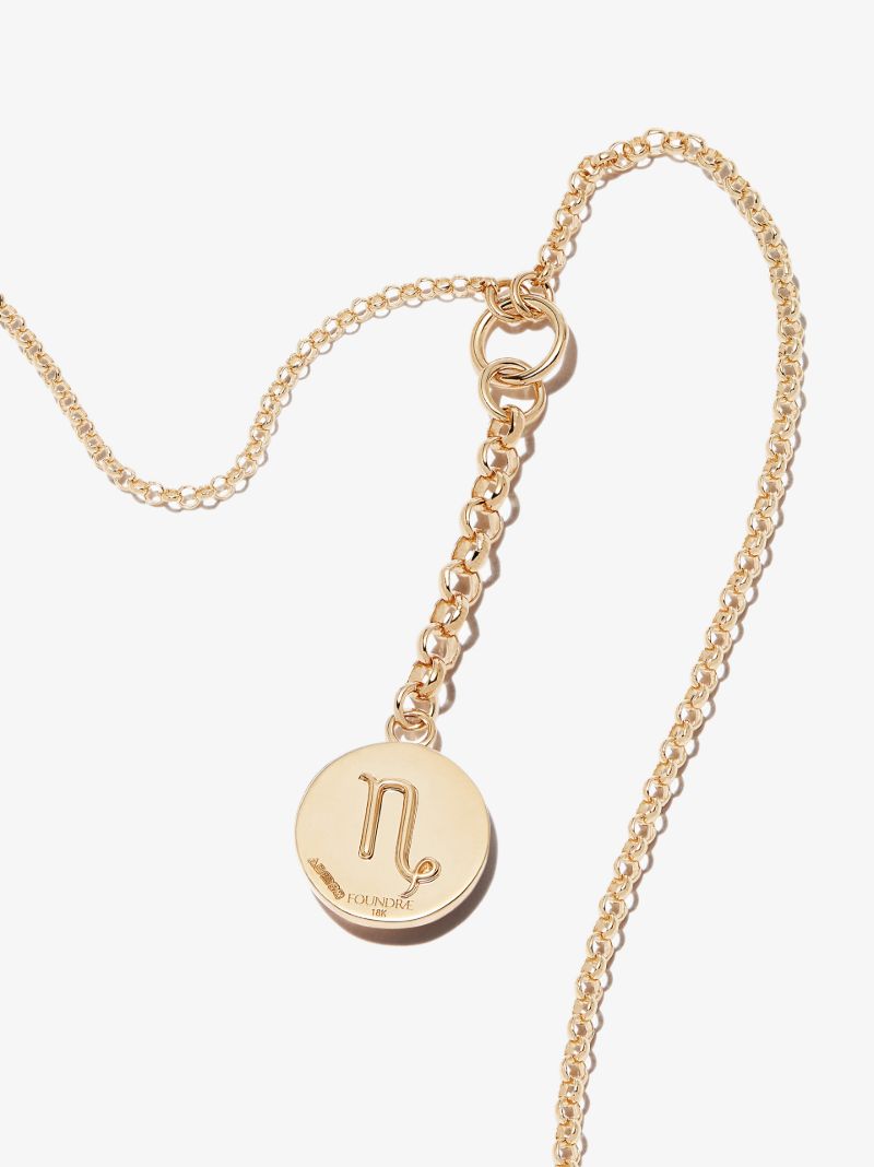 18k Yellow Gold Capricorn Baby Medallion Diamond Necklace