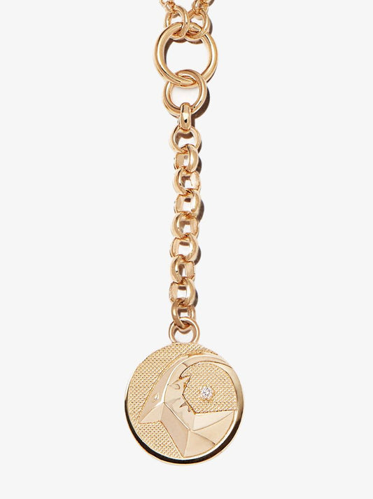 18k Yellow Gold Capricorn Baby Medallion Diamond Necklace