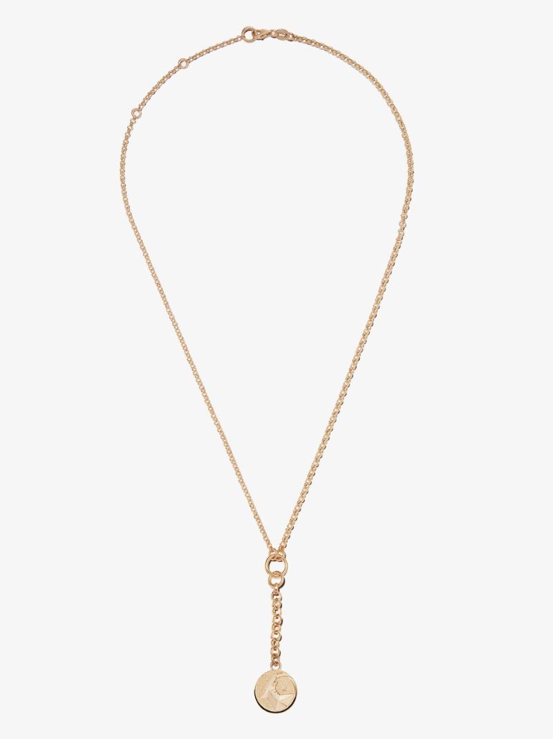 18k Yellow Gold Capricorn Baby Medallion Diamond Necklace