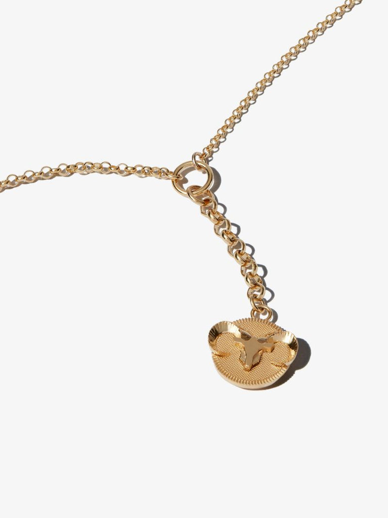 18k Yellow Gold Aries Baby Medallion Belcher Chain Necklace