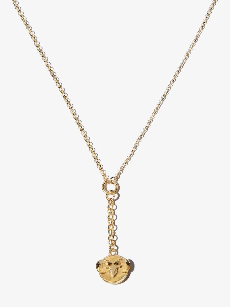 18k Yellow Gold Aries Baby Medallion Belcher Chain Necklace