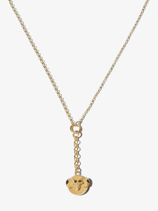 18k Yellow Gold Aries Baby Medallion Belcher Chain Necklace