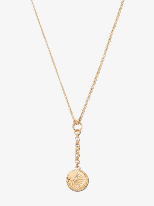 18k Yellow Gold Virgo Baby Medallion Belcher Chain Necklace