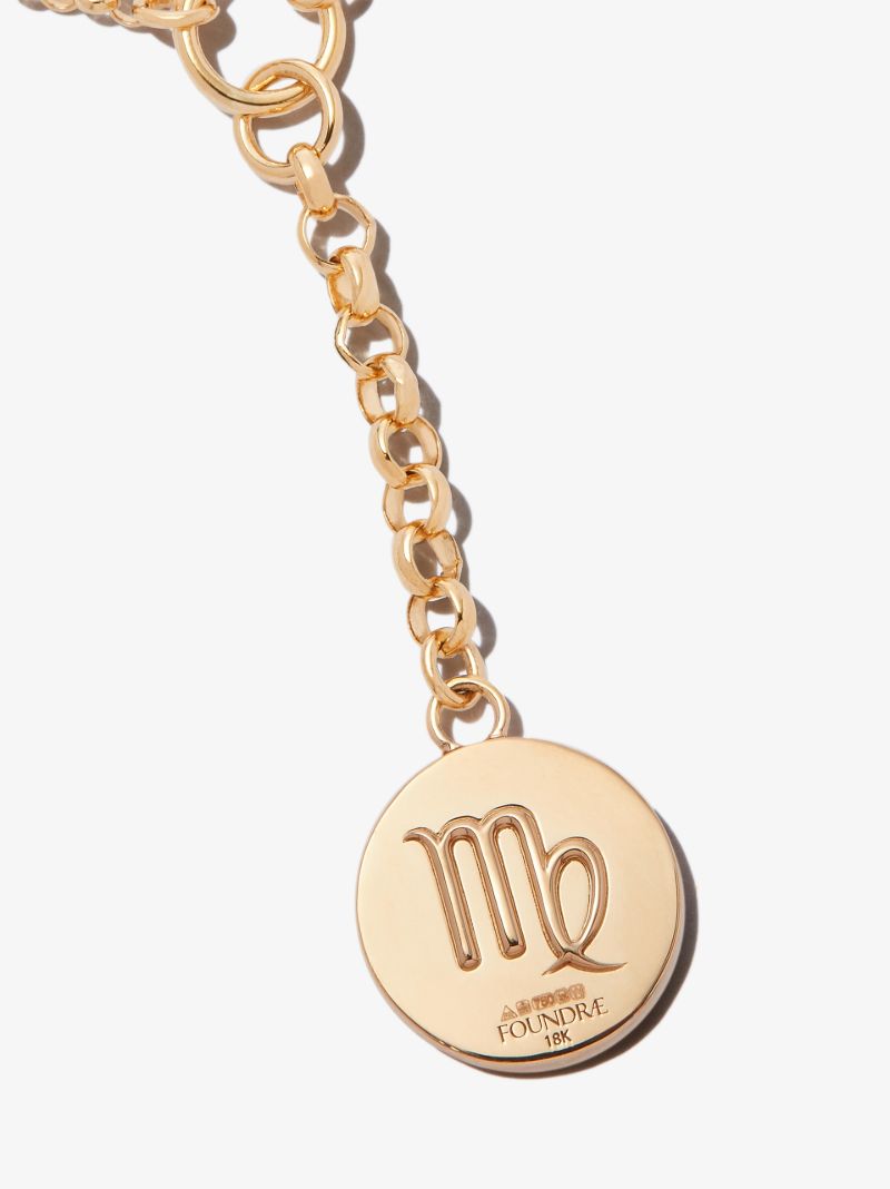 18k Yellow Gold Virgo Baby Medallion Belcher Chain Necklace