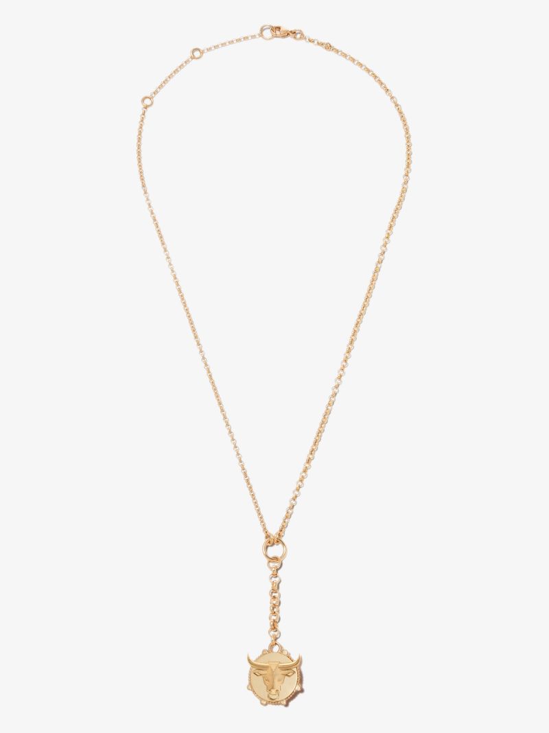 18k Yellow Gold Taurus Baby Medallion Belcher Chain Necklace