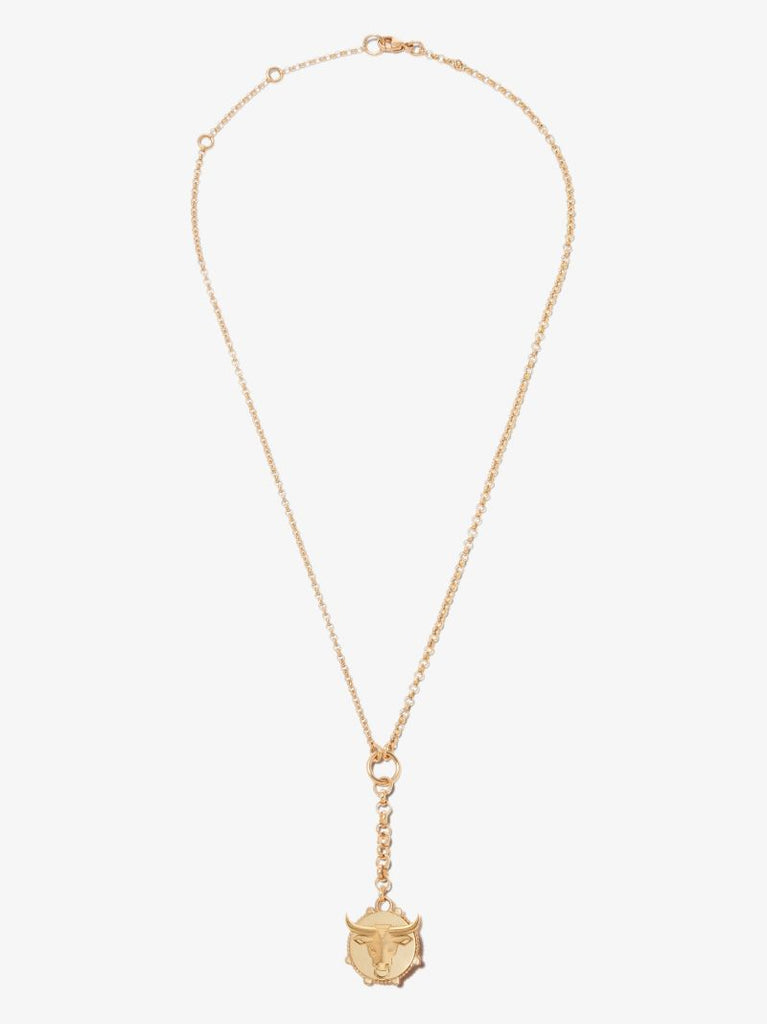 18k Yellow Gold Taurus Baby Medallion Belcher Chain Necklace