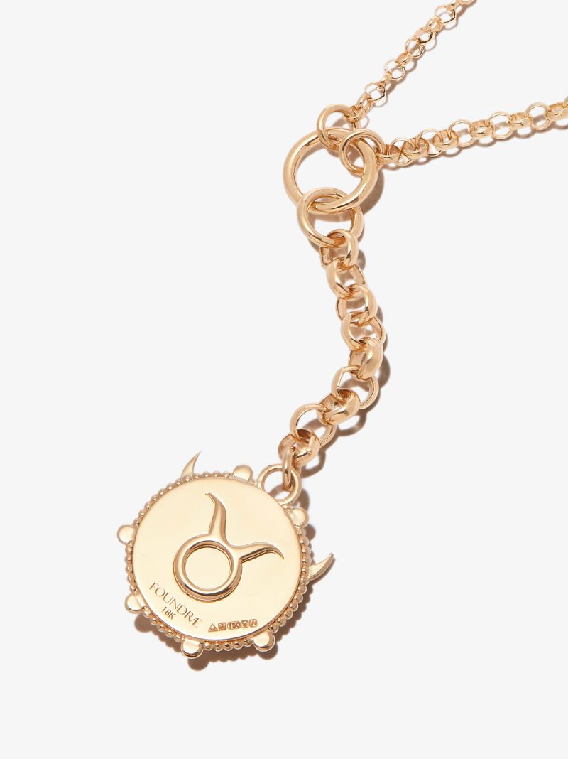 18k Yellow Gold Taurus Baby Medallion Belcher Chain Necklace