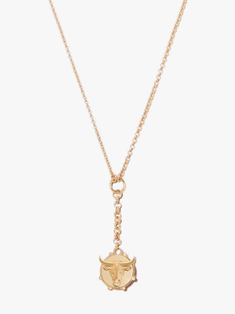 18k Yellow Gold Taurus Baby Medallion Belcher Chain Necklace