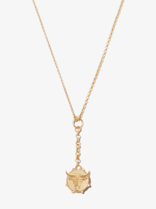 18k Yellow Gold Taurus Baby Medallion Belcher Chain Necklace