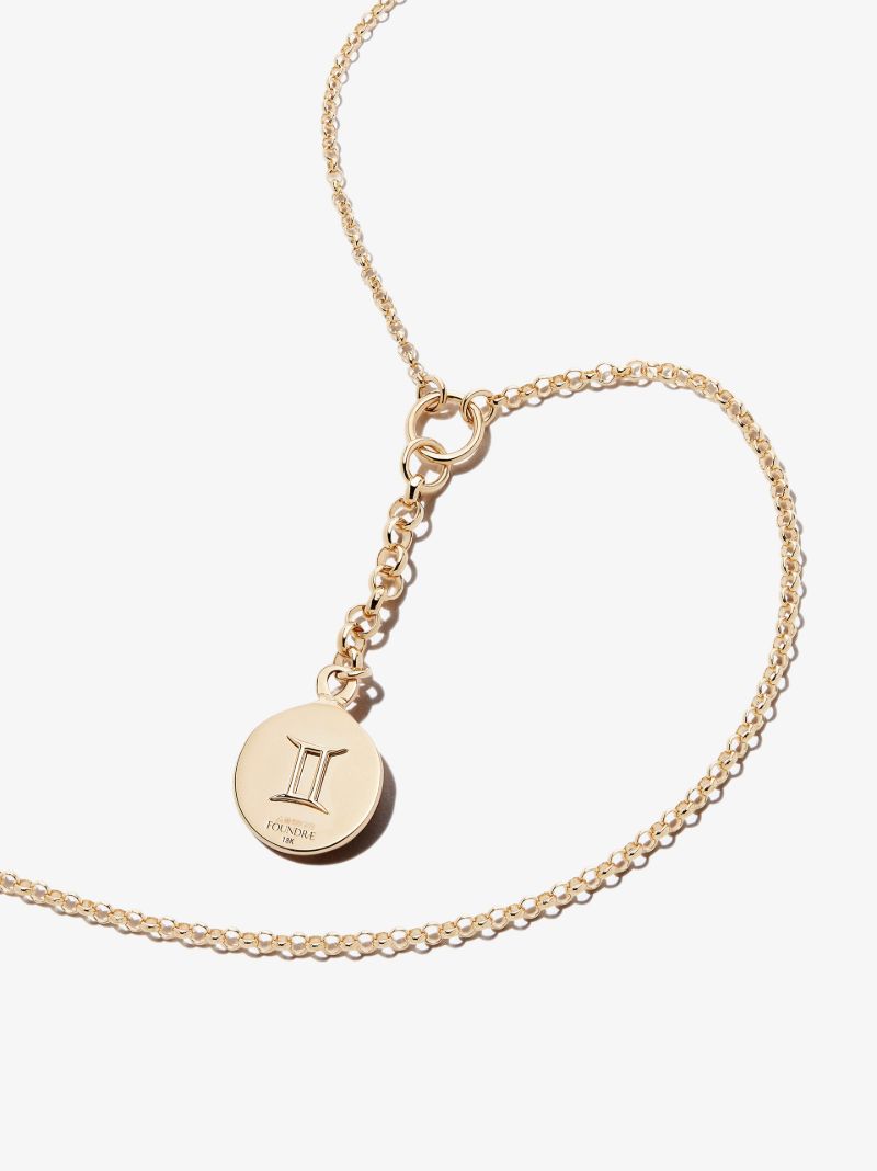 18k Yellow Gold Gemini Baby Medallion Diamond Necklace