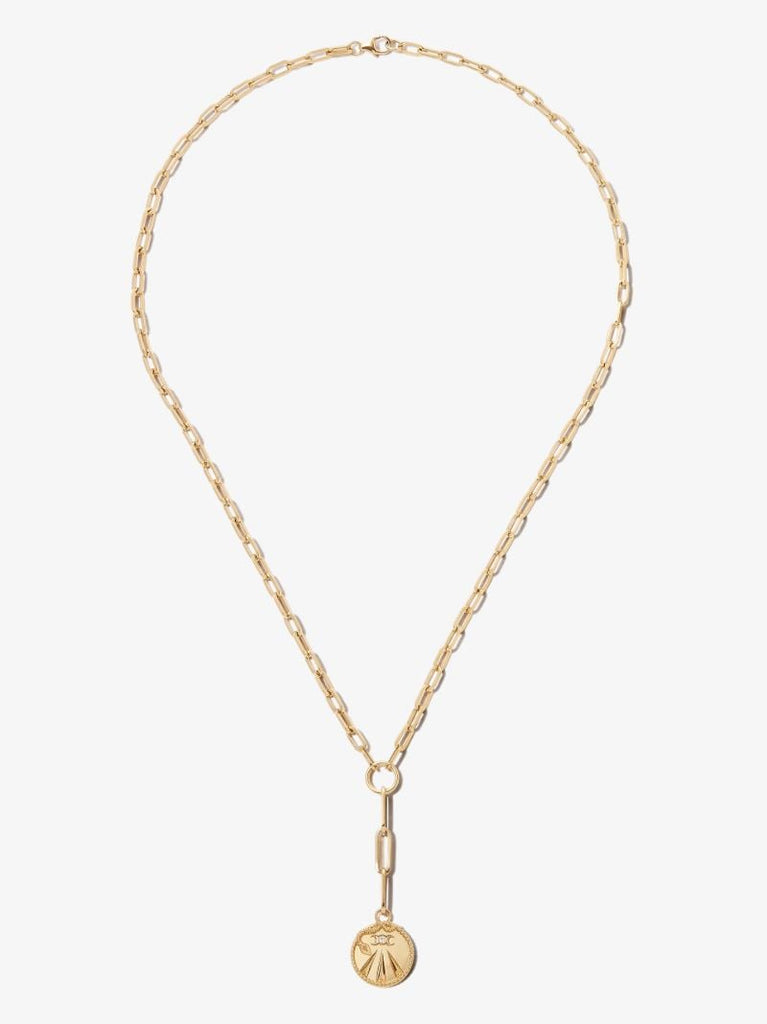 18k Yellow Gold Mind Body Soul Extended Fob Chain Diamond Necklace