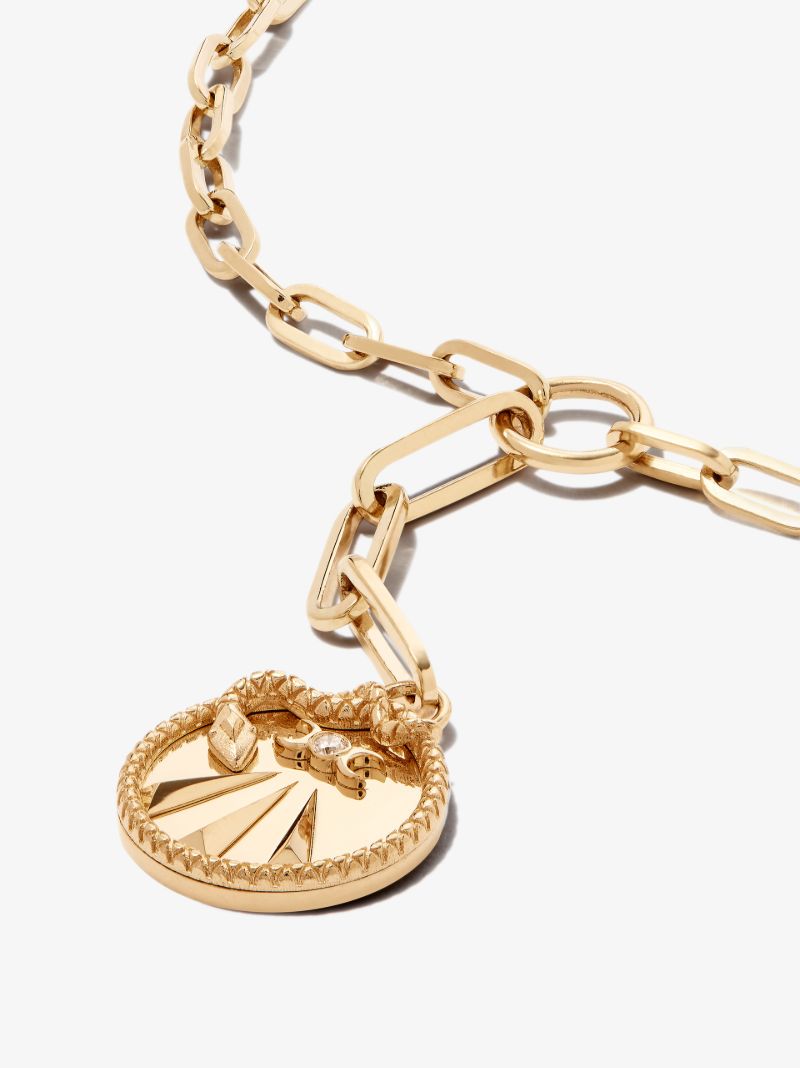 18k Yellow Gold Mind Body Soul Extended Fob Chain Diamond Necklace