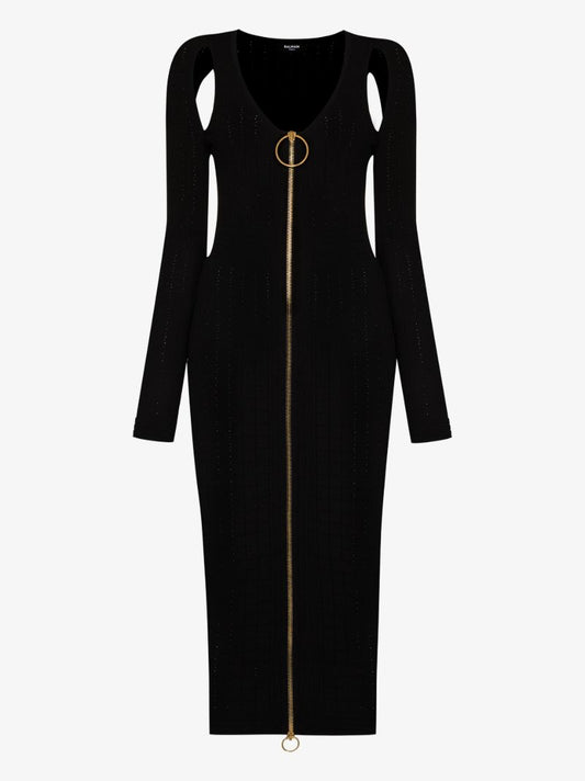 Zip Front Midi Dress