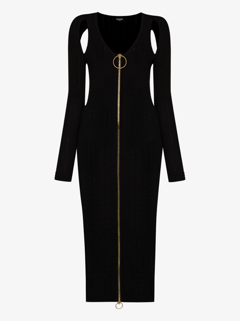 Zip Front Midi Dress