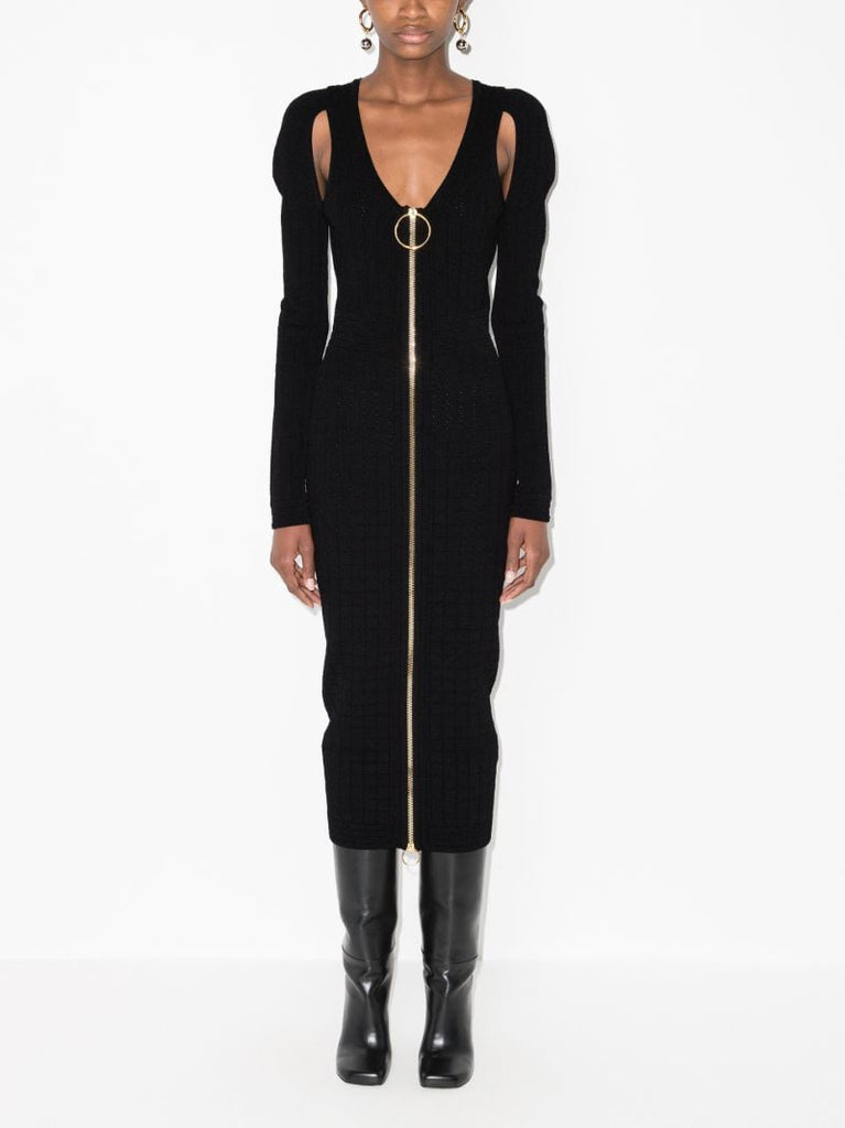 Zip Front Midi Dress