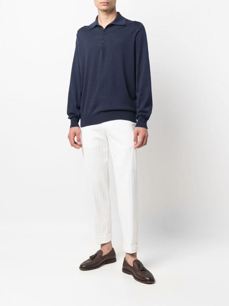 Blue Cotton Polo Shirt