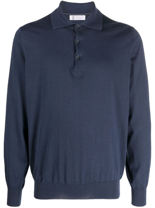 Blue Cotton Polo Shirt