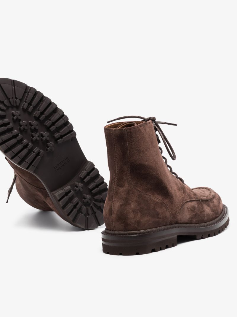 Brown Suede Lace-up Boots