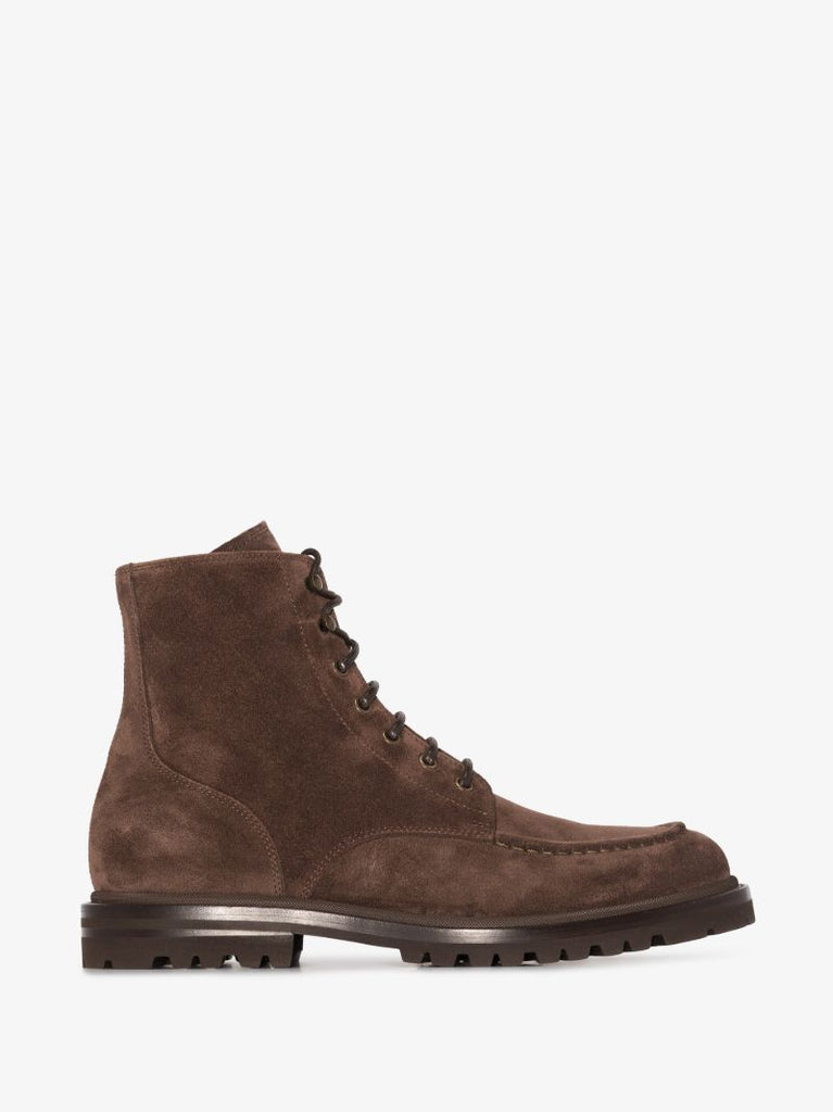 Brown Suede Lace-up Boots