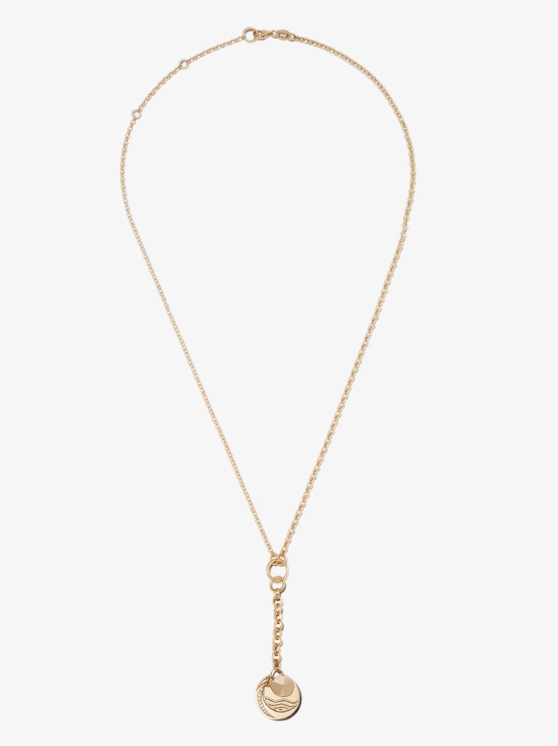 18k Yellow Gold Aquarius Baby Medallion Diamond Necklace