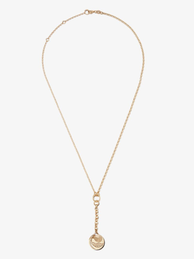 18k Yellow Gold Aquarius Baby Medallion Diamond Necklace
