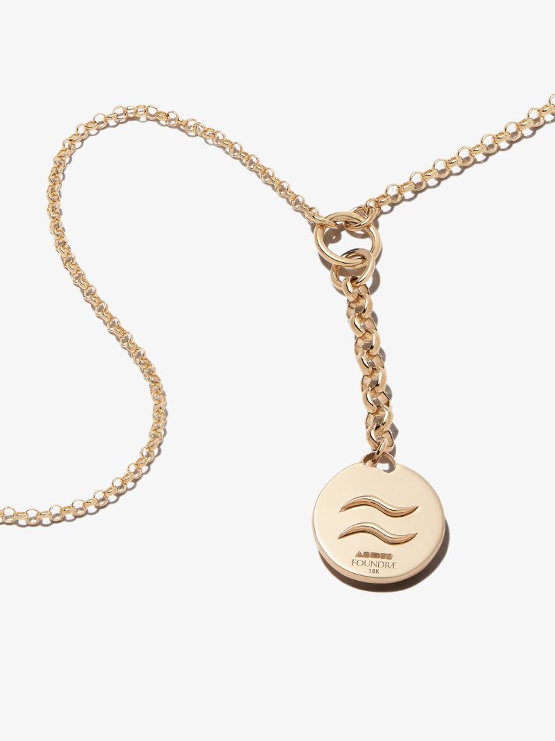 18k Yellow Gold Aquarius Baby Medallion Diamond Necklace