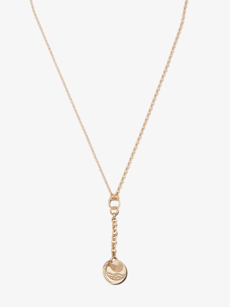 18k Yellow Gold Aquarius Baby Medallion Diamond Necklace
