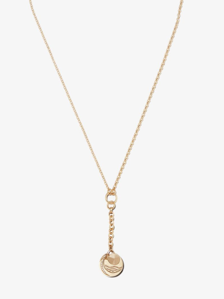 18k Yellow Gold Aquarius Baby Medallion Diamond Necklace