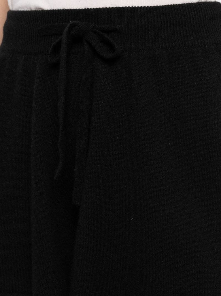Black Knitted Drawstring Cashmere Shorts