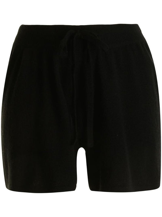 Black Knitted Drawstring Cashmere Shorts