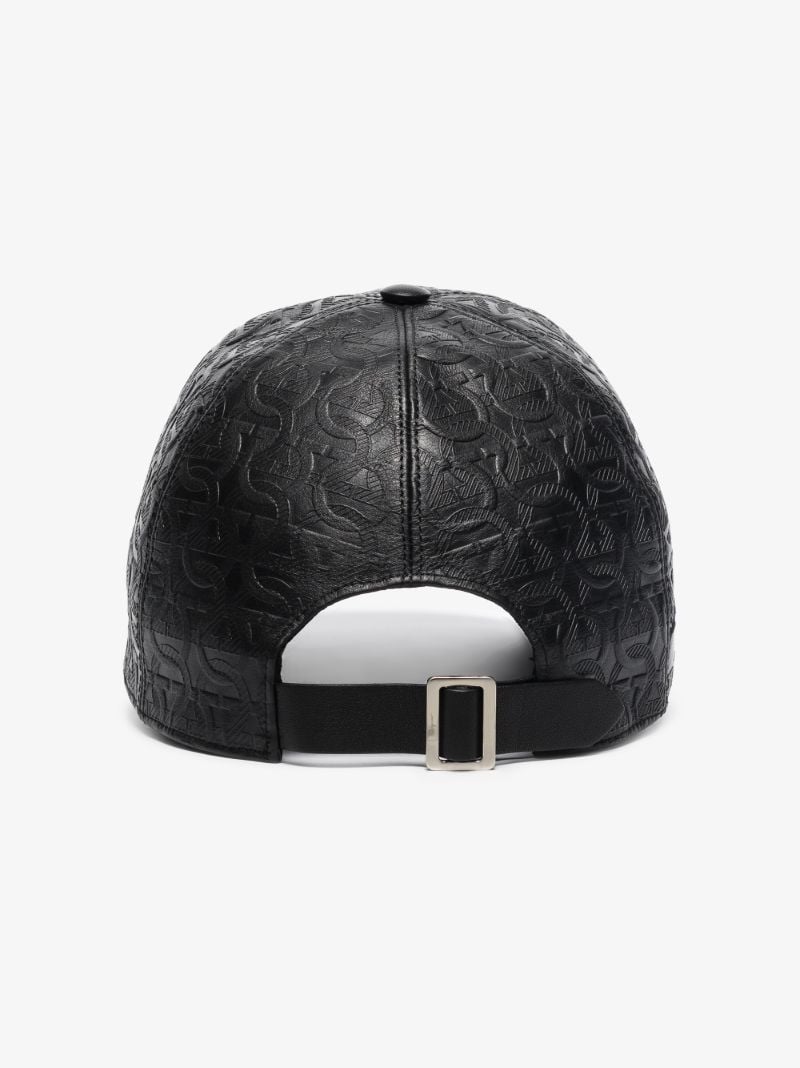 Black Gancini Leather Baseball Cap