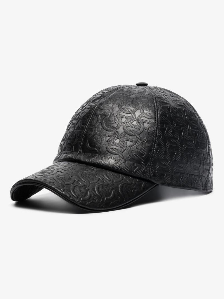 Black Gancini Leather Baseball Cap