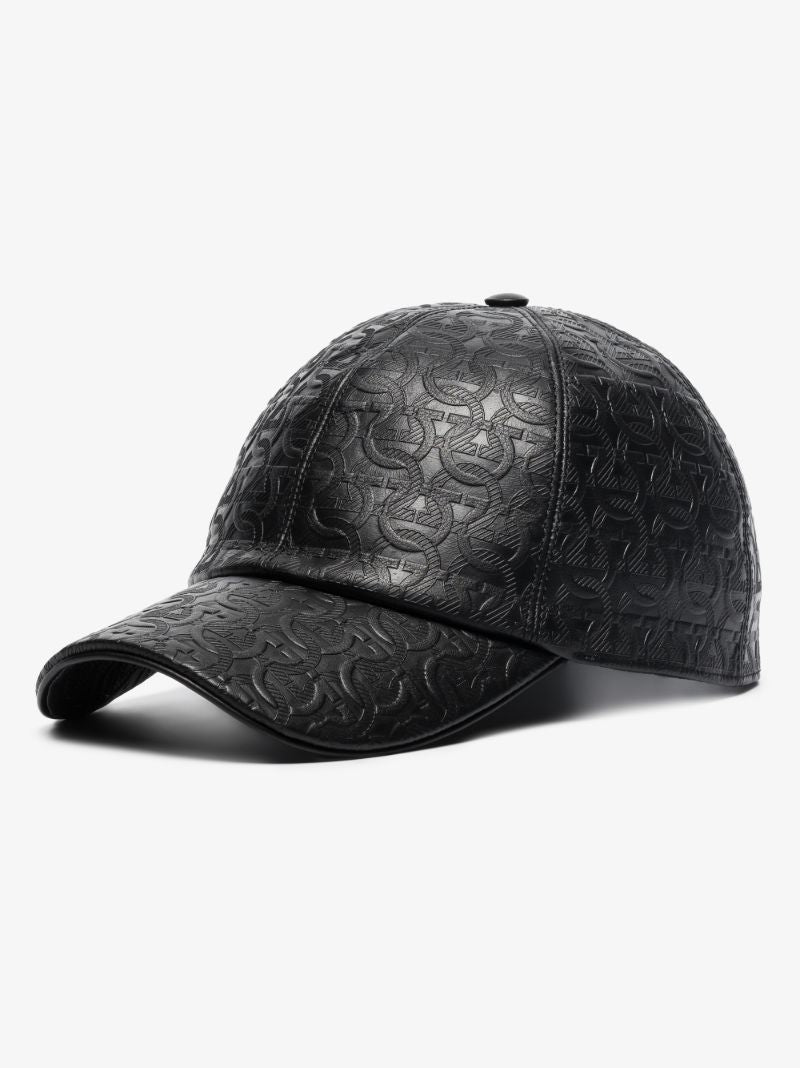 Black Gancini Leather Baseball Cap