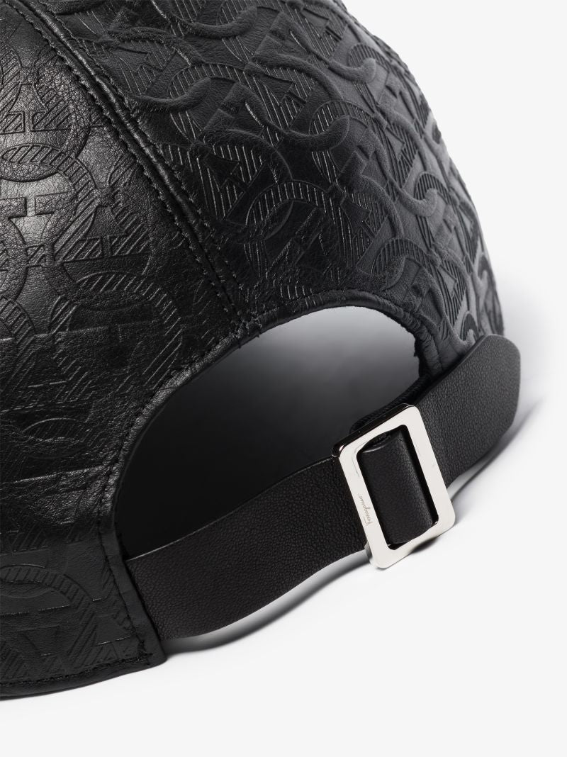 Black Gancini Leather Baseball Cap