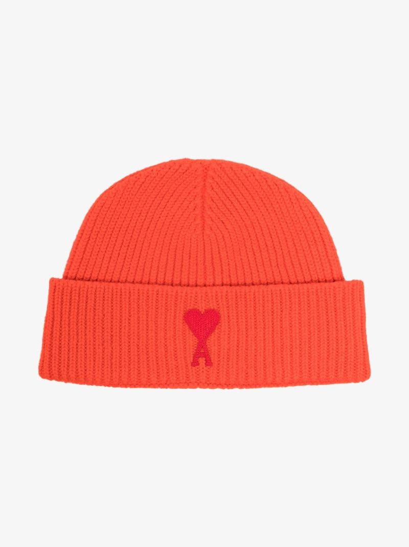 Red Ami De Coeur Wool Beanie Hat